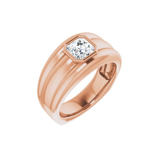 1 Ct Asscher Cut Bezel Set Solitaire Moissanite Wedding Ring For Men