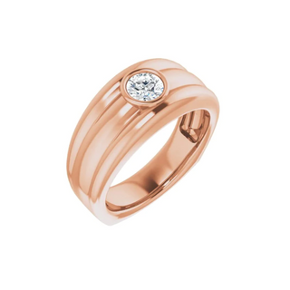 1 Carat Round Cut Bezel Set Moissanite Wedding Ring for Men