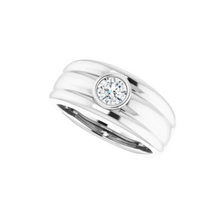 1 Carat Round Cut Bezel Set Moissanite Wedding Ring for Men