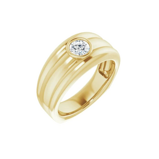 1 Carat Round Cut Bezel Set Moissanite Wedding Ring for Men