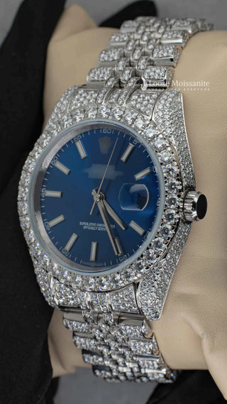 Blue Face Dial Moissanite Diamond Watch | 41MM