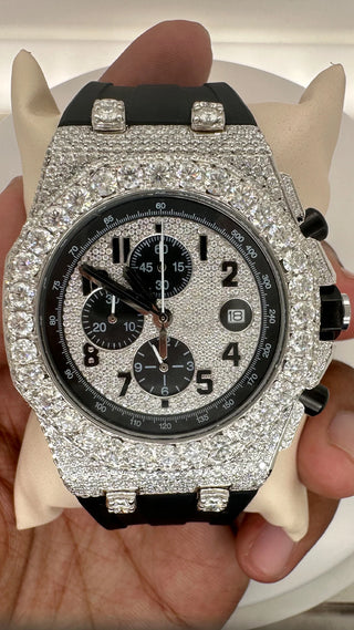 Centre View Bust Down Rubber Band Moissanite Watch