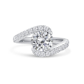 Bypass Round Cut Moissanite Engagement Ring In White Gold