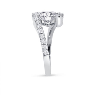 Bypass Round Cut Moissanite Engagement Ring In White Gold