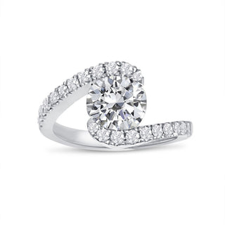 Bypass Round Cut Moissanite Engagement Ring In White Gold