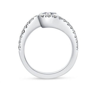 Bypass Round Cut Moissanite Engagement Ring In White Gold