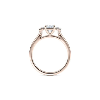 1.60 Carat Emerald Cut Cluster Moissanite Ring in Rose Gold