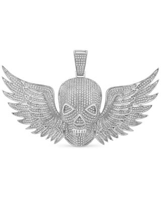 3 Ct Round Cut Flying Skull Moissanite Pendant for Unisex