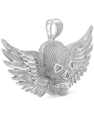 3 Ct Round Cut Flying Skull Moissanite Pendant for Unisex