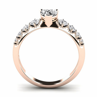 Heart And Round Shape Moissanite Vintage Engagement Ring in Rose Gold