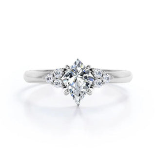 Kite Shape Moissanite Cluster Engagement Ring In White Gold