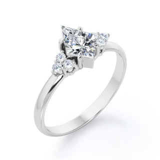 Kite Shape Moissanite Cluster Engagement Ring In White Gold
