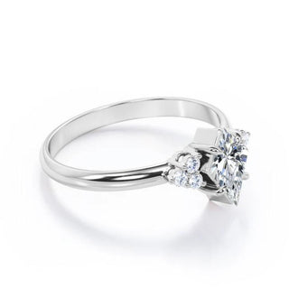 Kite Shape Moissanite Cluster Engagement Ring In White Gold