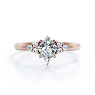Kite Shape Moissanite Cluster Engagement Ring In White Gold
