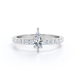 Kite Shape Moissanite Engagement Ring In White Gold