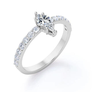 Kite Shape Moissanite Engagement Ring In White Gold