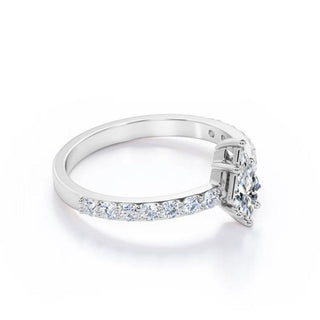 Kite Shape Moissanite Engagement Ring In White Gold