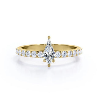 Kite Shape Moissanite Engagement Ring In White Gold