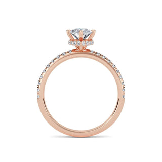 1.20 Ct Marquise Cut  Hidden Halo Moissanite Ring in Rose Gold