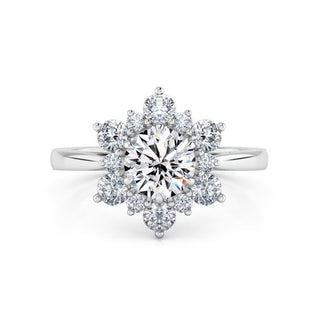  Moissanite Floral Engagement Ring In White Gold