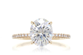 2 Carat Oval Shaped Moissanite Ring with Accent in White Gold