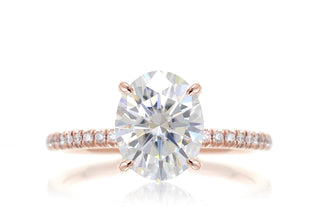 2 Carat Oval Shaped Moissanite Ring with Accent in White Gold