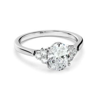 Oval Cut Moissanite Cluster Engagement Ring In White Gold