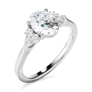 Oval Cut Moissanite Cluster Engagement Ring In White Gold