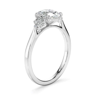 Oval Cut Moissanite Cluster Engagement Ring In White Gold