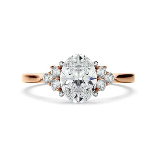 Oval Cut Moissanite Cluster Engagement Ring In White Gold