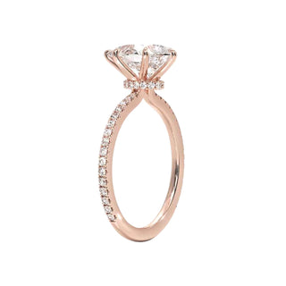 1.60 Carat Pear Cut Hidden Halo Moissanite Ring In White Gold With Accent