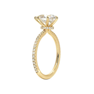 1.60 Carat Pear Cut Hidden Halo Moissanite Ring In White Gold With Accent