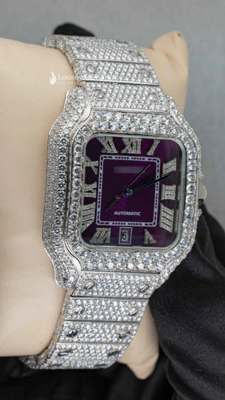 Purple Dial Moissanite Watch | 41 MM