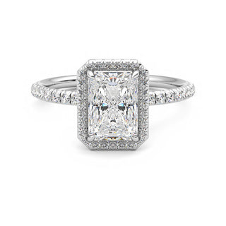Radiant Cut Moissanite Halo Engagement Ring in White Gold