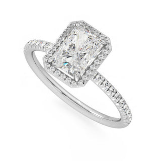 Radiant Cut Moissanite Halo Engagement Ring in White Gold