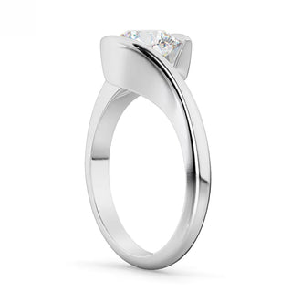 Round Cut Moissanite Solitaire Engagement Ring In White Gold