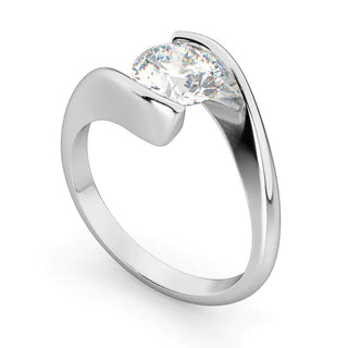 Round Cut Moissanite Solitaire Engagement Ring In White Gold