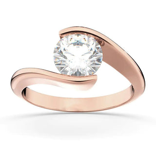 Round Cut Moissanite Solitaire Engagement Ring In White Gold