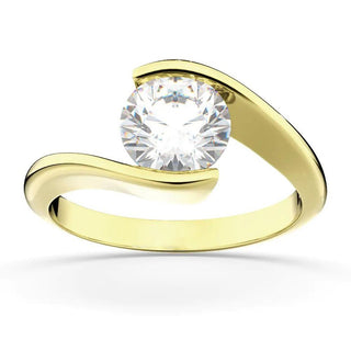 Round Cut Moissanite Solitaire Engagement Ring In White Gold
