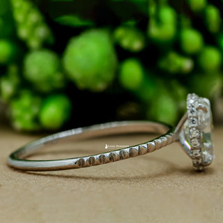 1 Carat Moissanite Oval Hidden Halo Engagement Ring​ Side view