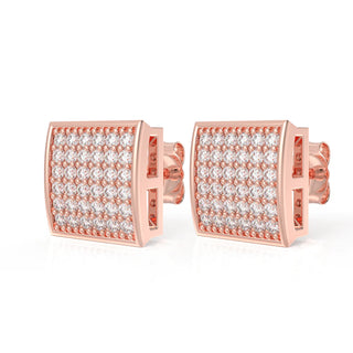 0.50 Ct Round Cut Moissanite Square Stud Earrings For Unisex
