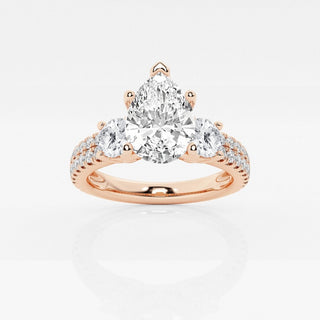 2.50 Carat Pear Cut Three Stone Moissanite Ring in White Gold