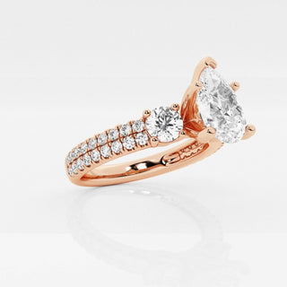 2.50 Carat Pear Cut Three Stone Moissanite Ring in White Gold
