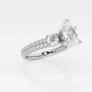 2.50 Carat Pear Cut Three Stone Moissanite Ring in White Gold