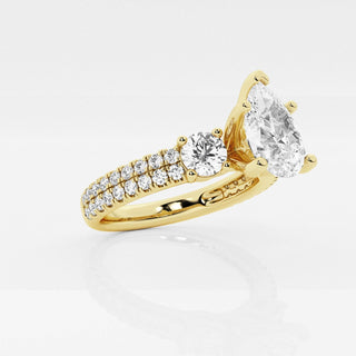 2.50 Carat Pear Cut Three Stone Moissanite Ring in White Gold
