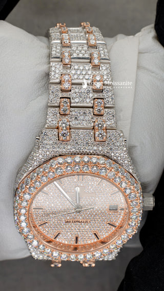 Close View of Two Tone AP Women Moissante Watch  36 MM  Rose Gold Tone