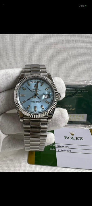 Rolex Day-Date Plain Watch with 40MM Sky Blue Dial