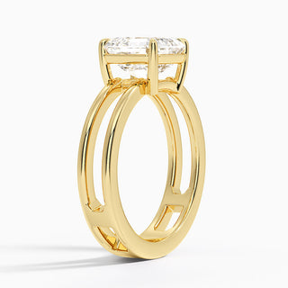 1.50 Ct Asscher Cut Moissanite Double Band in Yellow Gold