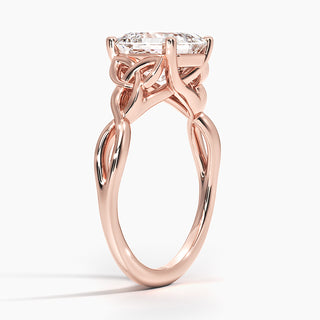 1.50 Ct Asscher Cut Twisted Moissanite Ring White Gold