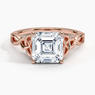 1.50 Ct Asscher Cut Twisted Moissanite Ring White Gold
